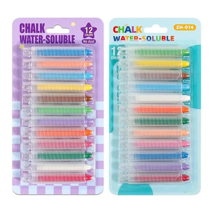 Creative 6/12 Colors Dustless Chalk Water Soluble Non-Toxic Drawing Crayons Easy Cleanup Anti-Stain Washable Chalk Outdoor Play