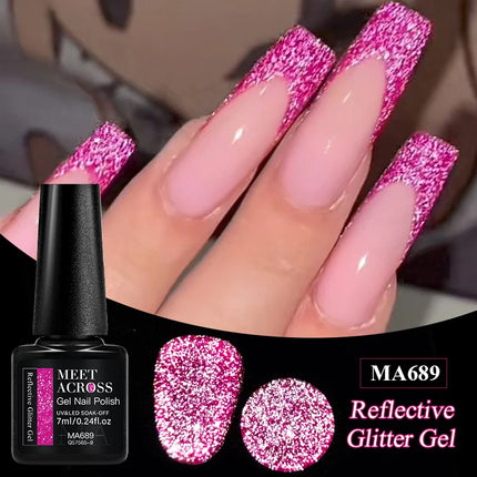 7Ml Reflective GlitterGel Nail Polish Bright Sparkling Silver Color Semi-permanent Soak Off Nail Art UV Varnish Nail Supplies