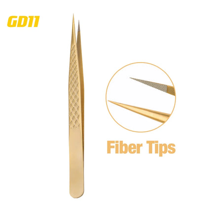 Gemerry Eylashes Tweezers Professional Eyelash Extensions Eyebrows Stainless Steel Fiber Tips Anti-Static Tweezers Tools Makeup
