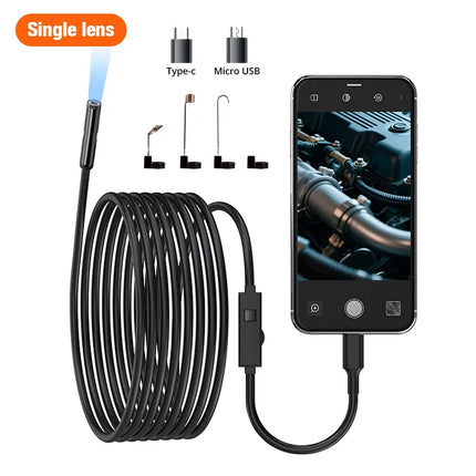 KERUI Single/Dual Lens Endoscope Camera For iPhone iPad IOS & Android Type-c Led Light IP67 Borescope Industry Inspection Camera