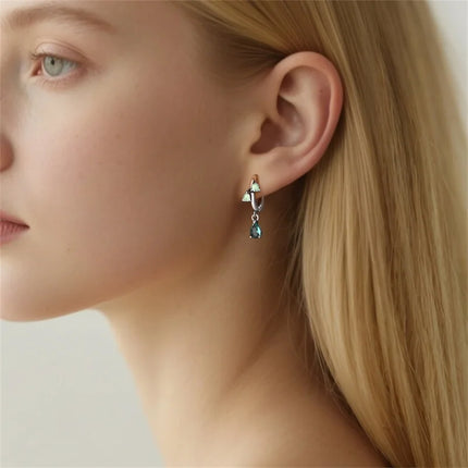 New in 925 Sterling Silver Lucky Clover Earrings for Women Girl Green Leaf Ear Studs Fine Jewelry Fashion Luxury Anniversary