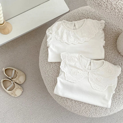Newborn Romper Clothes Baby Flower Petal Collar Long Sleeve Cotton Bottoming Shirt Tops Spring Autumn Toddler Bodysuits Jumpsuit