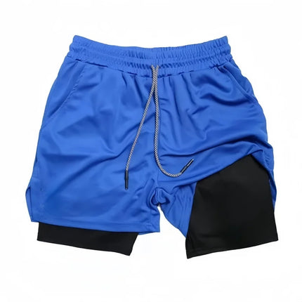 Men's Double-Layer Breathable Quick-Drying Sports Pants Trendy Summer Fitness Quarter Shorts for Active Wear