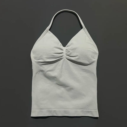 HISTELLO Impact Longline Strappy Top Sports Yoga Vest Women Fitness Tank Top Gym Beautiful Open Back Bra Running Workout Halter