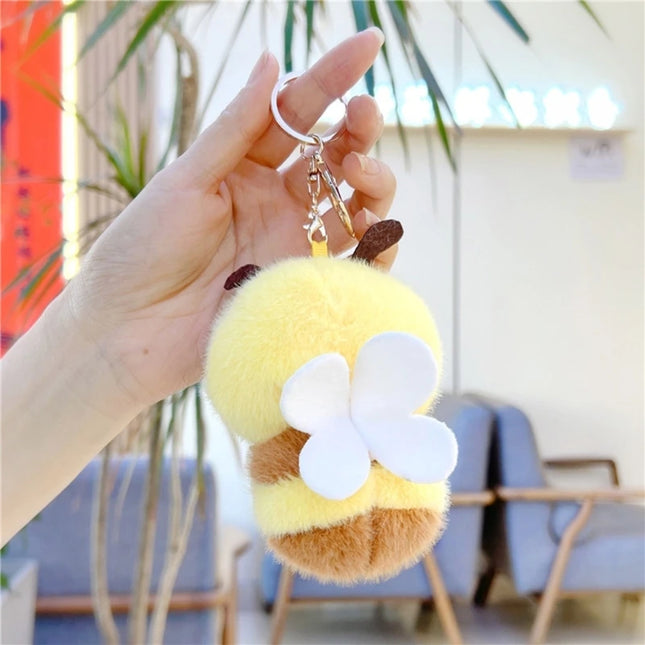 Honeybee Plush Keyring Soft with wing Stuffed Animal Keychain Accessory Bag Decoration for Everyday Use Children Birthday Gift