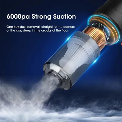 Handheld Vacuum Cleaner for Car, 6000Pa Portable Mini High-Power, Dual-Purpose Suction and Blowing Pet Hair Cleaner