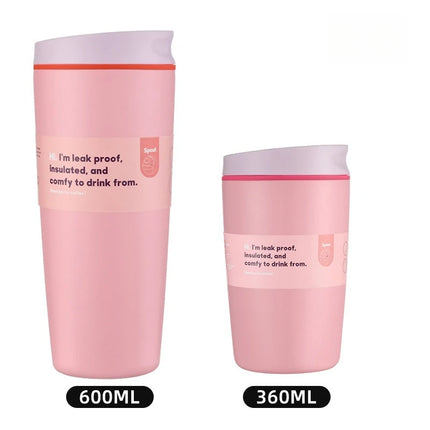 Simple Stainless Steel Vacuum Flasks Mug Insulated Coffee Cup Leakproof Lid Travel Silent Base Thermos Cups Thermal Water Bottle