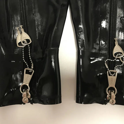 Lockable Zip Latex Bondage Mittens Fetish Hand Boxing Gloves Tight Clasp D-ring