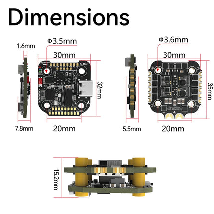 SpeedyBee F405 Mini Stack Flight Controller FC BLS 35A V2 3-6S 20x20 4-in-1 ESC Dual BECs for RC FPV Racing Drone