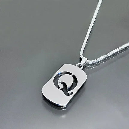 Fashion Punk A-Z Initial Tag Letter Stainless Steel Pendant Necklaces for Men Women Wholesale Jewelry Lot Collar Jewelry Goth
