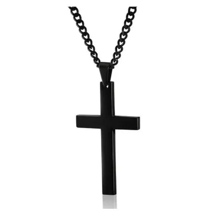 New minimalist cross necklace pendant accessory with chain cross-border e-commerce AliExpress simple smooth surface