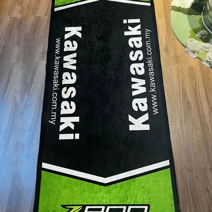 Garage Mat Motorcycle Carpet Racing Cool Moto Display Kawasaki Carpet for Kawasaki Motorcycle Area Rug Anti-slip Floor Decor Rug