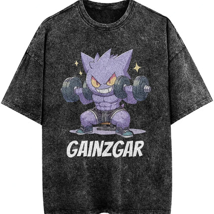2026 Hot Sale Pokemon Squirtle Gym Muscle T-Shirt Vintage Washed Anime Graphic Tee Unisex Streetwear Short Sleeve Top Gym Lovers