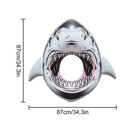 Inflatable Shark Swim Ring 87cm Pool Float Tube Summer Beach Swimming Circle Water Float for Adults Outdoor Pool Party