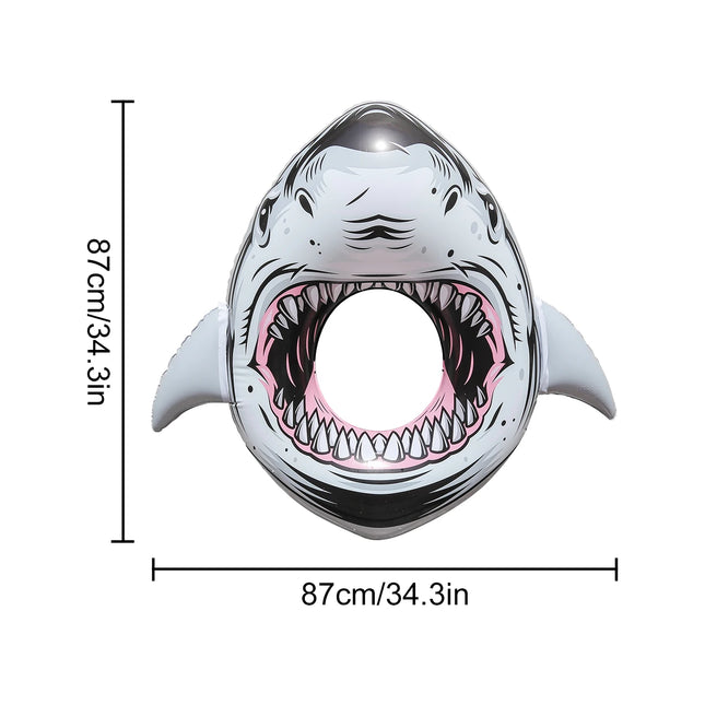 Inflatable Shark Swim Ring 87cm Pool Float Tube Summer Beach Swimming Circle Water Float for Adults Outdoor Pool Party