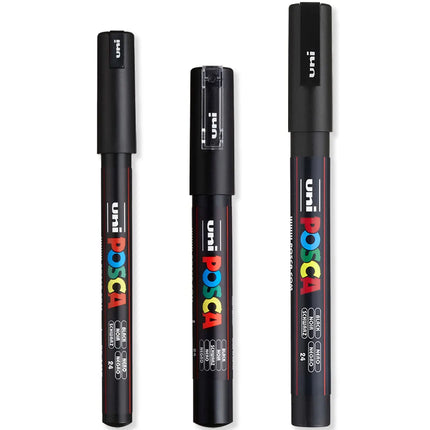 3pc UNI POSCA Marker Pen,White rotulador permanente Black Acrylic Graffiti PC 1M 3M 5M POP Pen For Glass Ceramic Leather Fabric