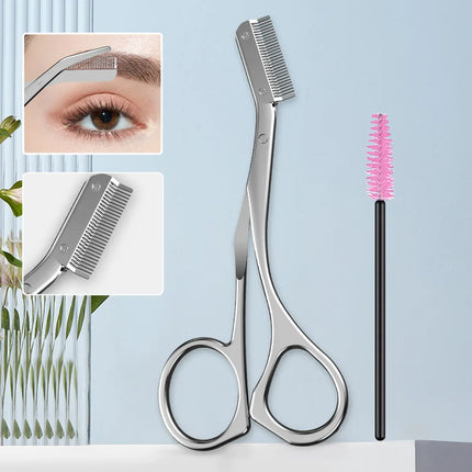 Stainless Steel Eyebrow Trimming Knife Safe Anti-scratch Scissors Eyebrow Shaving Tool Beginner Beauty Tool Set Eyebrow Razor