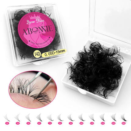 ABONNIE 500 Fans Loose Wide Fan Eyelash Extensions 6D to 20D Pointy Base Premade Volume Fans Sharp Stem Professional Lashes