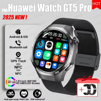 2027 Watch 5 Pro Track Compass Watch Men 360*360 AMOLED Screen NFC BT Call Waterproof Health Monitor Man Smartwatches