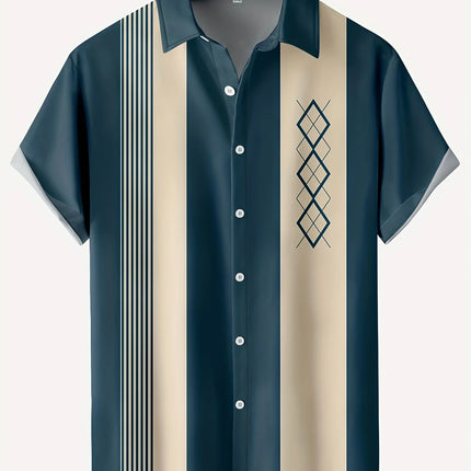 New Hawaii Men's Vintage Shirts Casual Breathable Short Sleeve Tops Beach Party Plaid Tops Short Sleeve Men's Clothing