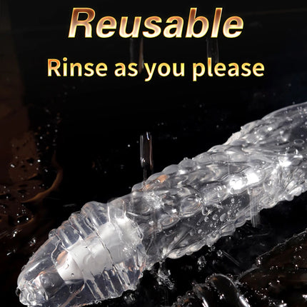 Bullet Vibrator Ring Clear Cock Ring Extender Reusable Penis Sleeve Ultra-Soft Enlarger for Couples Vibrating Dildo Sex Toys Men