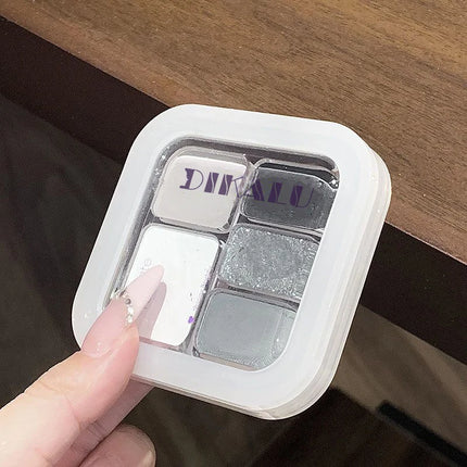 5-Color Punk Smokey Eye Makeup Eyeshadow Palette Silvery White Cement Gray Dark Black Matte & Shimmer Lasting Party Makeup