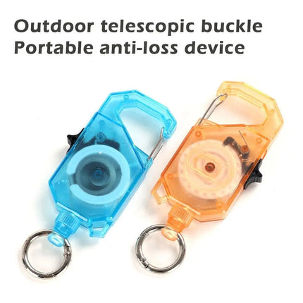 Portable Plastic Elastic Keychain Hovering Type Retractable Easy Pull Buckle Lanyard Carabiner Badge Holder Outdoor