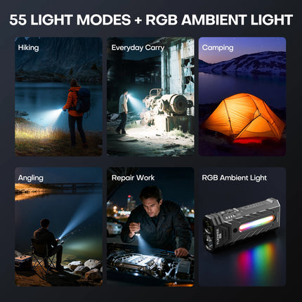 5200LMS Innovative Multi-functional Portable LED Flashlight with Magnetic Torch, Perfect for Hiking Camping Adventures