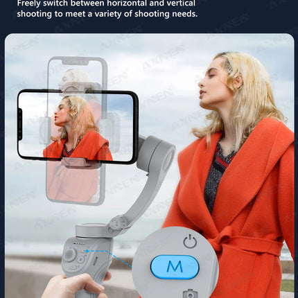 Handheld 3-Axis Gimbal Stabilizer for Smartphone, for iPhone Cellphone Record Video Vlog Phone Anti-Shake with Fill Light