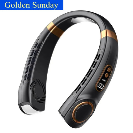 Portable Ice-Cooling Fan with LED Light, Silent Bladeless Halterneck Design for Personal Cooling and Outdoor Comfort