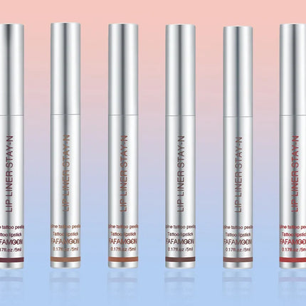 6-Color Lip Liner Pen   Peel-Off Lip Gloss   Waterproof Long-Lasting Matte Brown Peel-Off Lip Gloss Cosmetics
