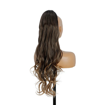 28 Inch Wavy Ponytail Extension 180g/pcs Synthetic Hair Ponytail Ombre Blonde Body Wave Ponytail Clip In Hair Ponytail For Women