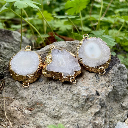 Fashion Irreguar Druzy Agat Pendant Natural Quartz Connector Charms For Jewelry Making  Necklace Bracelet Earrings DIY 2pcs/lot