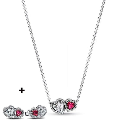 2025 New Birthday Day Gift S925 Silver Earrings Heart &Infinity Knot Jewellery Set Pink Bow Earrings Original Women Jewelry
