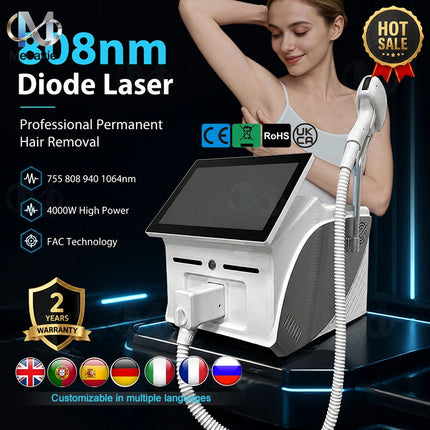 2026 Professional 5000w Soprano Diode Laser Hair Removal 4 Waves 755 940 1064 808nm CE Certificate Alexandrite Device Permanent