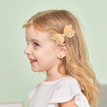 10pcs Random Color Glitter Hair Bows Clips Rhinestone Dot Sequin Bow for Baby Girls Hair Accessories Headwear Hair Pin