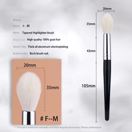 Makeup Highlighter Brush 100% Goat Hair Tapered Highlighter Brush Face Setting Powder Contour Highlighter Sculpting Makeup Tool