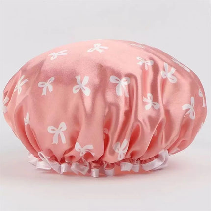 1pc Double Layer Shower Caps, Elastic Shower Caps, Waterproof Bath Caps Reusable Shower Caps Hair Hat For Women Ladies Spa Salon