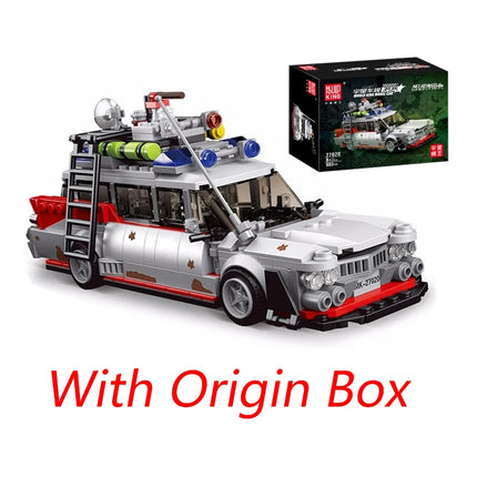 636PCS MOULD KING 27020 10021S Mini Ghost Bus Model ECTO-1 Technical Car Model Toys Assembly Building Block Kit Brick Kids Gifts