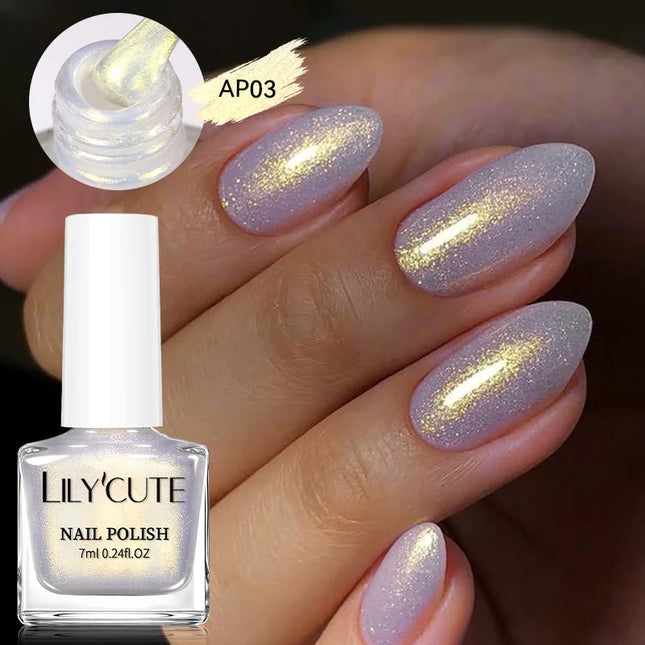 LILYCUTE 7ml Auroras Glitter Nail Polish Colorful Bright Shining Shell Effect Nail Art DIY Decoration No Need of Lamp to Cure