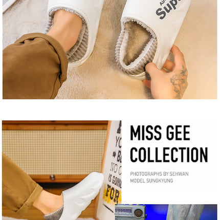 Women Men Winter Warm EVA Soft Sole Waterproof Slides Slippers Slip On Scuff Clogs Short Plush Platform House Shoes Indoor