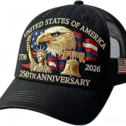American 250th Anniversary Eagle Print Baseball Cap Unisex Adjustable Mesh Cap Summer Outdoor Sun Shade Breathable Baseball Caps