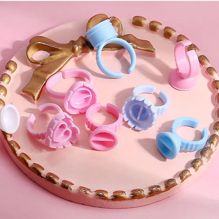 50/100Pcs Disposable Glue Ring Cup For Lashes Fan Tattoo Pigment Holder Eyelash Extension Container Glue Holder Makeup Supplies