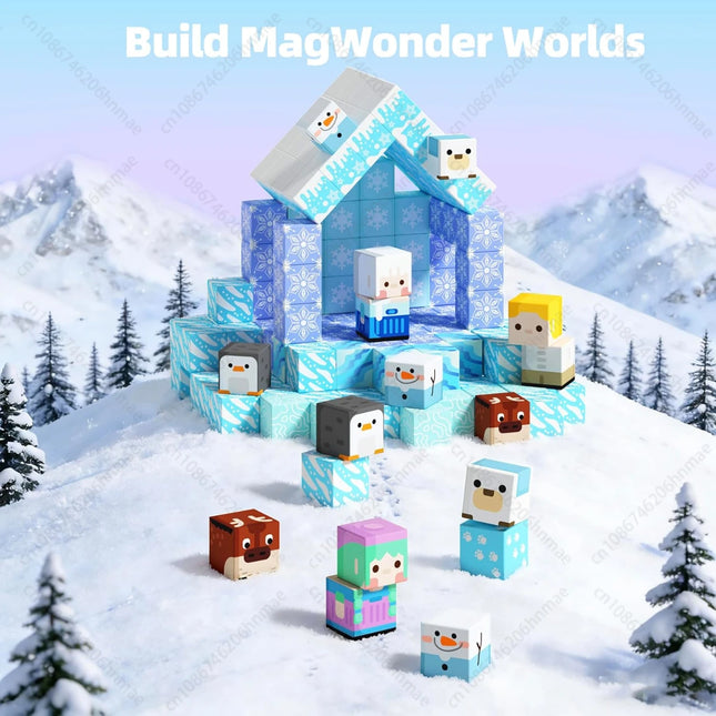 Magnetic Building Blocks New Mine World Magnetic Snow Ice Castle Construction Brick Cube STEM Boy Girl Children Toy Set Gift