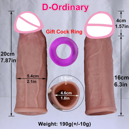 Man Delayed Ejaculation Extend Cock Soft Realistic Enlarger Penis Sleeve Condom Sex Toy Dildo Safety Silicone Change Dick Color