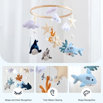 Baby Wooden Bedbell Bracket 0-12 Months Bed Bell Bracket Wooden Mobile Newborn Crochet Bed Bell Hanging Toys Newbaby Rattle Toys