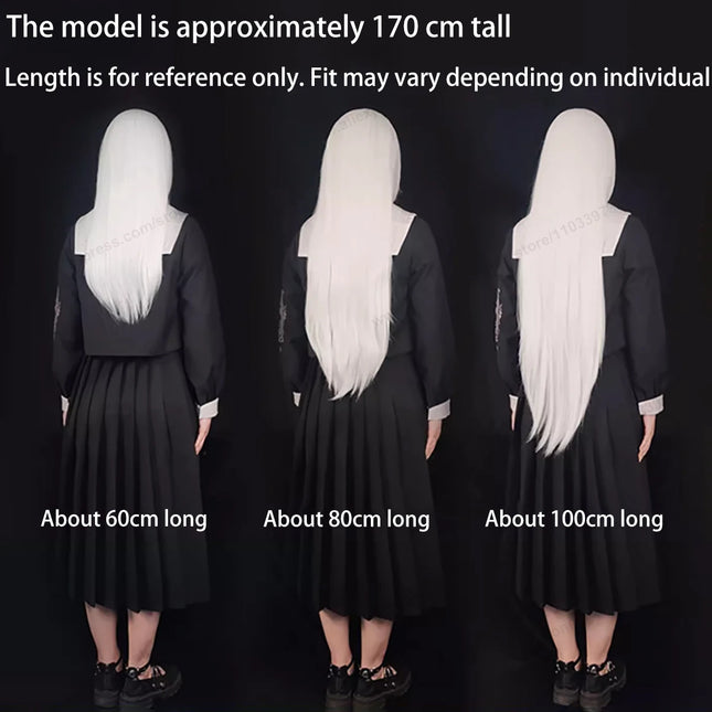 60cm Long Straight Cosplay Synthetic Wig With Bangs Golden Yellow Green Blonde Purple Heat Resistant Hair Anime Wigs + Wig Cap