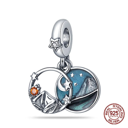 Charm 925 Silver Blue Ocean Life Theme Charm Beads Fit 3mm Original Bracelet For Women DIY Pendants Luxury Jewelry Gift Hot Sale