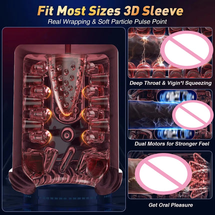 Automatic Thrusting Rotation Male Masturbator Sucking Licking LCD Vacuum Penis Pump Water SPA Real Pocket Pussy Sex Toys for Men