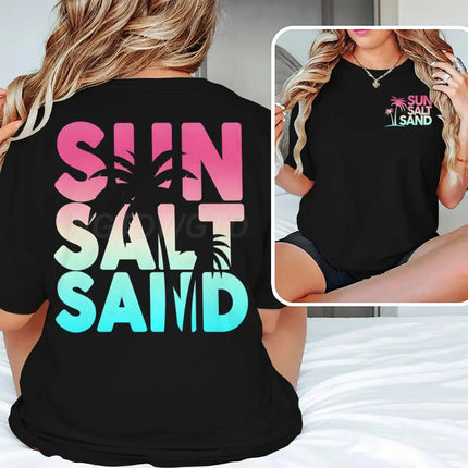 Sun Salt Sand Graphic T Shirts Funny Ocean Beach Series Men Women Aesthetic Short Sleeve Loose Casual Vacation Trip Y2K Tops